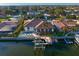 Aerial view of house showing the pool, dock, and spacious backyard with mature landscaping at 2028 Illinois Ne Ave, St Petersburg, FL 33703