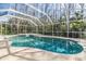 Inviting screened-in pool with hot tub surrounded by lush landscaping at 212 Arbor Woods Cir, Oldsmar, FL 34677