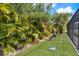 Lush backyard featuring tropical landscaping, a green lawn, and stepping stones at 4309 Deepwater Ln, Tampa, FL 33615