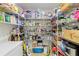 Walk in pantry with shelving full of food items and storage containers at 5147 Elwood Rd, Spring Hill, FL 34608