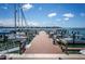 Community boat dock showcases multiple slips for sailboats and powerboats on a sunny day at 5200 Brittany S Dr # 902, St Petersburg, FL 33715