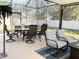 Large covered patio with ample seating and dining space, offering a great view of the backyard at 6400 Falcon Lair Dr, North Port, FL 34287