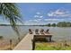 Picturesque waterfront dock with chairs, perfect for relaxing and enjoying the water view at 7609 Clair Wood Ct, Apollo Beach, FL 33572