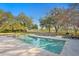 Backyard pool featuring lounge seating, mature trees and a well manicured lawn at 1002 S Frankland Rd, Tampa, FL 33629