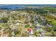 An aerial view of the neighborhood highlighting the home's location and proximity to the water at 130 81St Ne Ave, St Petersburg, FL 33701