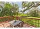 The spacious back deck is a perfect spot for outdoor seating and relaxation with a backyard view at 36246 Peak St, Zephyrhills, FL 33541