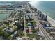 Aerial view showing the location of a coastal home near a waterfront and beach at 15548 1St E St, Redington Beach, FL 33708