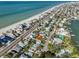 Aerial view of beach neighborhood with beach access and the home pinpointed at 15548 1St E St, Redington Beach, FL 33708