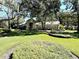 Beautiful single-story home showcasing a well-manicured lawn, mature trees, and an elegant columned entryway at 6222 Kingbird Manor Dr, Lithia, FL 33547