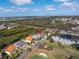 An aerial view of this lovely home highlighting the property's serene setting near a golf course at 7284 Pebble Beach Ln, Seminole, FL 33777