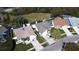 Aerial view of neighborhood showcasing well-maintained homes with screened-in pools and mature landscaping at 8731 Boysenberry Dr, Tampa, FL 33635