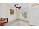 Bright room with a window view and interior door, complete with a ceiling fan and neutral color palette at 140 Sage Cir, Crystal Beach, FL 34681