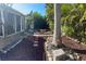 Spacious backyard with mature trees, lush tropical landscaping and a screened lanai with a fire pit at 4710 22Nd N Ave, St Petersburg, FL 33713