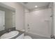 A bathroom with white subway tile and a modern vanity at 13022 Wellspring Dr, Lithia, FL 33547