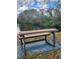 Outdoor picnic bench overlooking a peaceful lake, perfect for enjoying meals surrounded by nature at 2209 Canterbury Ln, Sun City Center, FL 33573