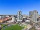 A stunning aerial view of downtown city buildings, landscaping, and stadium at 301 1St S St # 2104, St Petersburg, FL 33701