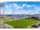 Wide aerial view of the marina, stadium, and expansive waterfront at 301 1St S St # 2104, St Petersburg, FL 33701