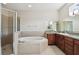 Bathroom features a large soaking tub, separate shower, and double sink vanity at 1001 Bayvista Dr, Tarpon Springs, FL 34689