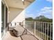 Spacious balcony with seating offering views of a lush, wooded area at 3266 Mangrove Point Dr, Ruskin, FL 33570