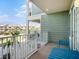 Balcony view showing railing, siding, and seating on a sunny day at 3266 Mangrove Point Dr, Ruskin, FL 33570