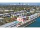 Aerial view of a picturesque neighborhood featuring waterfront property and canals with ocean access at 5092 Beach Se Dr # D, St Petersburg, FL 33705