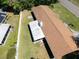 Aerial view of a single story home with a large backyard featuring a screened in porch, well maintained lawn, and white fence at 2391 66Th S Ter, St Petersburg, FL 33712