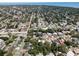 Aerial view of a neighborhood with mature landscaping, swimming pools and solar panels on roofs at 2391 66Th S Ter, St Petersburg, FL 33712