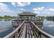 Relaxing lakeside gazebo with a wooden walkway at 11485 Oakhurst Rd # 221, Largo, FL 33774