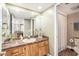 Clean bathroom with a shower/tub combo and updated flooring at 8210 Aquila St # 223, Port Richey, FL 34668