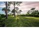 Open grassy area with mature trees and a shaded gazebo at 1500 Ember Ln, Tarpon Springs, FL 34689