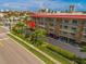 Aerial view of building and street at 105 Island Way # 121, Clearwater Beach, FL 33767