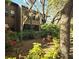 Backyard with lush landscaping and trees surrounding a condo building at 103 Cypress Pond Rd # 103, Palm Harbor, FL 34683