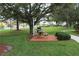 Community barbecue and picnic area on a grassy lawn under mature trees offers a great space for outdoor dining at 1806 Mariner Dr # 214, Tarpon Springs, FL 34689
