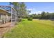 Screened patio overlooking a large backyard at 18602 Bent Pine Dr, Hudson, FL 34667