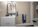 Modern bathroom vanity with a stylish backsplash and mirror at 335 Tucker St, Safety Harbor, FL 34695