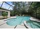 Relaxing pool and spa with screened enclosure and patio furniture at 4995 Quill Ct, Palm Harbor, FL 34685