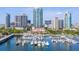 Aerial view showing a marina and high rise buildings at 100 1St N Ave # 2205, St Petersburg, FL 33701