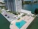 Aerial view of waterfront community pool at 100 Pierce St # 703, Clearwater, FL 33756