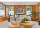 Living room with wood paneled walls, neutral decor, and large windows at 716 14Th Ne Ave, St Petersburg, FL 33701