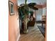 Bright hallway with hardwood floors and large potted plant at 4922 Lake Valencia W Blvd, Palm Harbor, FL 34684