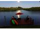 Relaxing dock with lounge chairs and kayaks by the water at 1964 Arvis E Cir, Clearwater, FL 33764