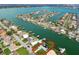 Aerial view highlighting a waterfront home's location at 11600 7Th E St, Treasure Island, FL 33706