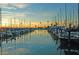 Picturesque marina view with numerous sailboats docked and a colorful sunset sky at 2700 Bayshore Blvd # 559, Dunedin, FL 34698