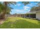 Green grassy backyard with a screened in porch at 1995 Arvis E Cir, Clearwater, FL 33764