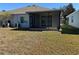 House backyard with screened patio and grassy area at 6926 Surrey Oak Dr, Apollo Beach, FL 33572