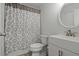 Clean bathroom with updated vanity and shower at 1689 Hampton Ln # 1689, Palm Harbor, FL 34683