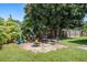 Landscaped backyard with fire pit and seating area at 2827 29Th N Ave, St Petersburg, FL 33713