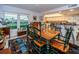 Open dining area with kitchen view and wooden table at 3021 Countryside Blvd # 28A, Clearwater, FL 33761