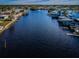 Aerial perspective of waterfront homes and canal at 5305 Boardwalk St, Holiday, FL 34690