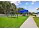 playground with swings, slide, and shade structure at 2711 Coldstone Ln, Holiday, FL 34691